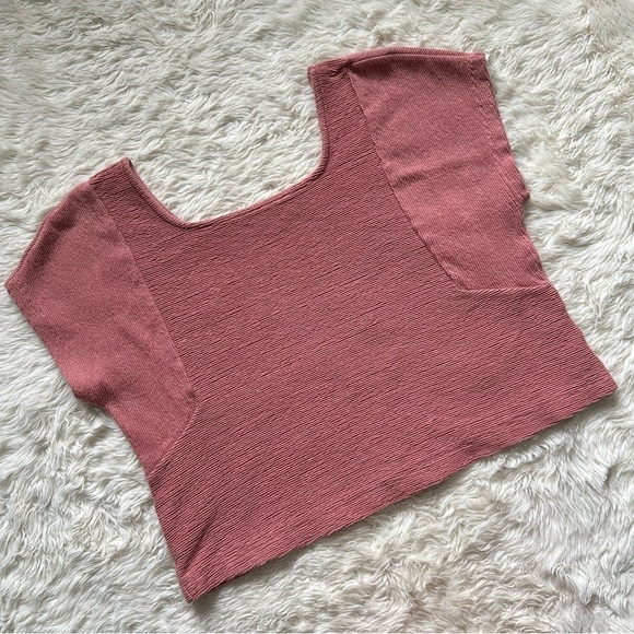 Madewell Top Ottoman Jacquard Square-Neck Textured Rose Dust M - Picture 2 of 10